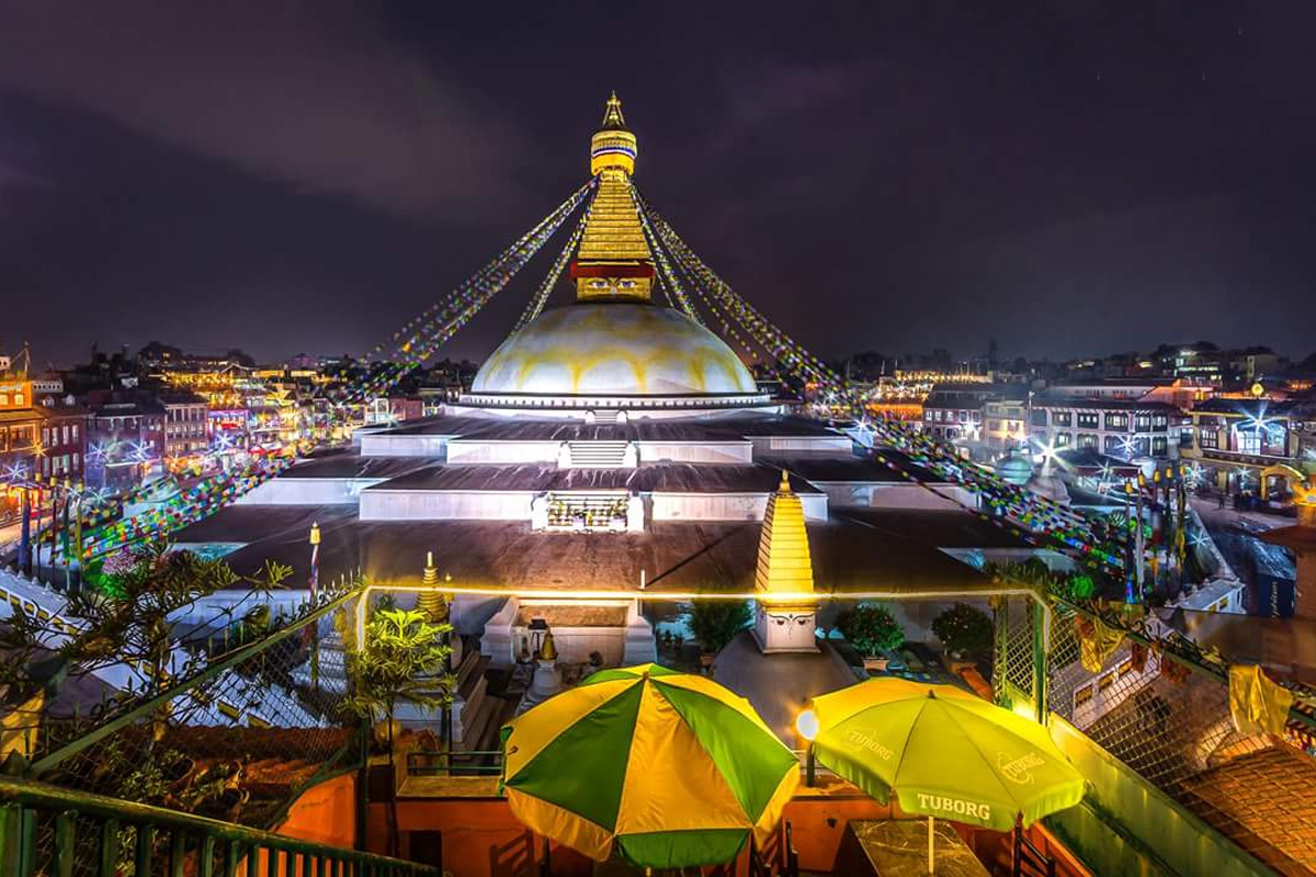 Nightview of Boudhanath Stupa